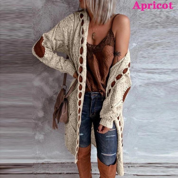 

Vintage Hooded Cardigan Sweater Coat for Women Elegant Long Sleeve Overcoat Casual Autumn Winter Sweaters 3XL абрикосовий