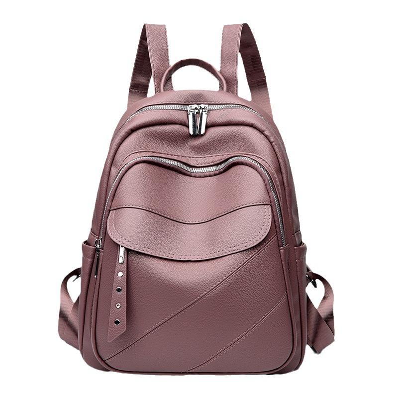 Backpack for Girls, Korean Version, New Fashionable Soft Leather Travel Bag, High-quality Student PU Backpack