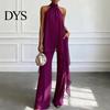 Comfortable Women Outfit Women's Chiffon 2 Piece Sets, Asymmetrical Halter Sleeveless Tops with Plus Size Casual Suit Wide Leg Pants Summer