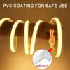 220V COB LED Strip Light EU Power Plug IP67 Buckle Fixation LED Strip Lamp Flexible COB Linear Light Bar 3000K 4000K 6000K 1-21m