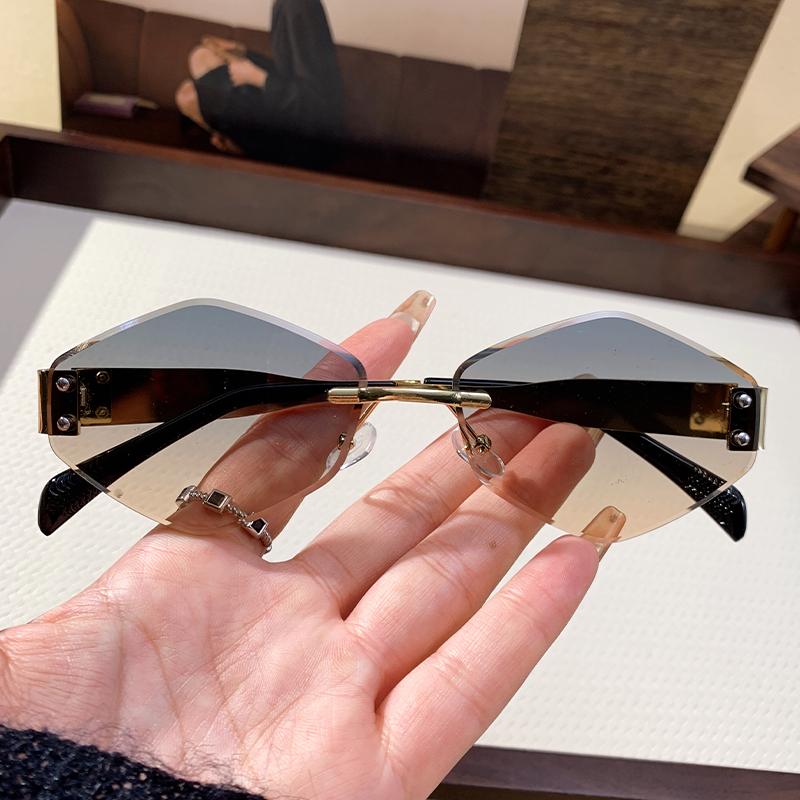 New Rice Nail Frameless Rhombus Sunglasses Men's Sunglasses Personalized Metal Frame Sunglasses For Women 90318
