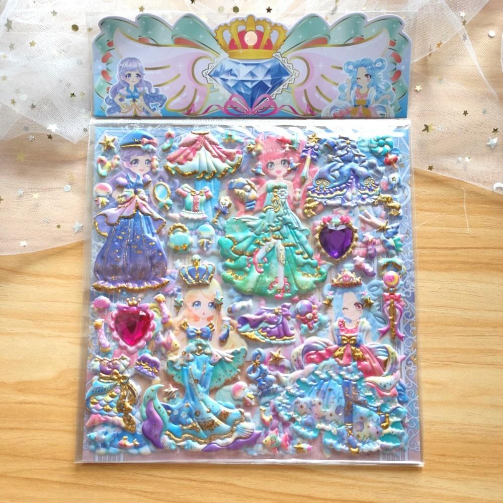 1/4 Pezzi Adesivi Principessa EVA per Bambine Riutilizzabili con Texture 3D Rimovibili Adesivi in Gommapiuma a Bolle per Artigianato Fai-da-te per Bambini