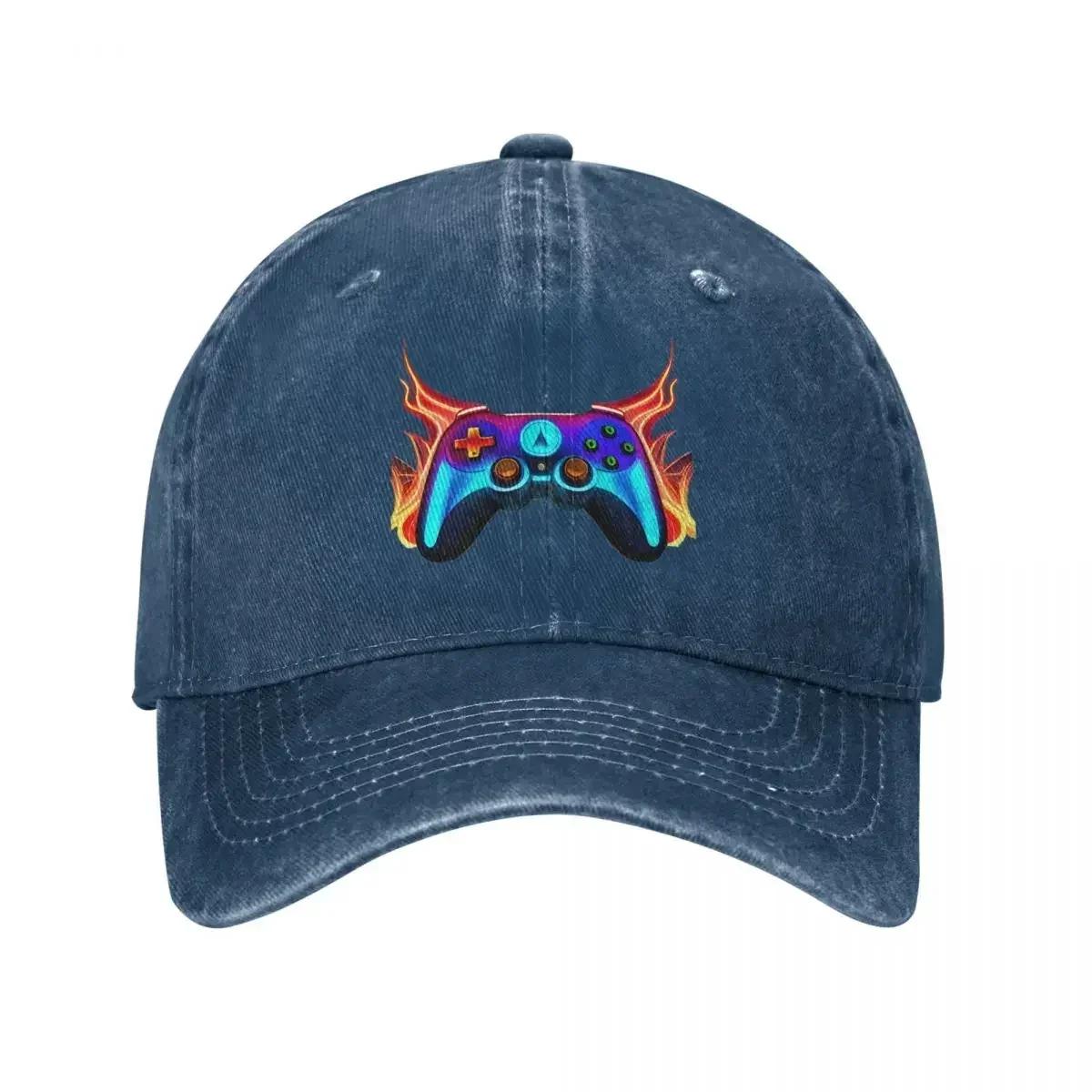 

Flaming Neon Gaming Controller Baseball Cap Vintage Distressed Washed Gamepad Funny Sun Cap Men Women Outdoor All Seasons Hats One Size
