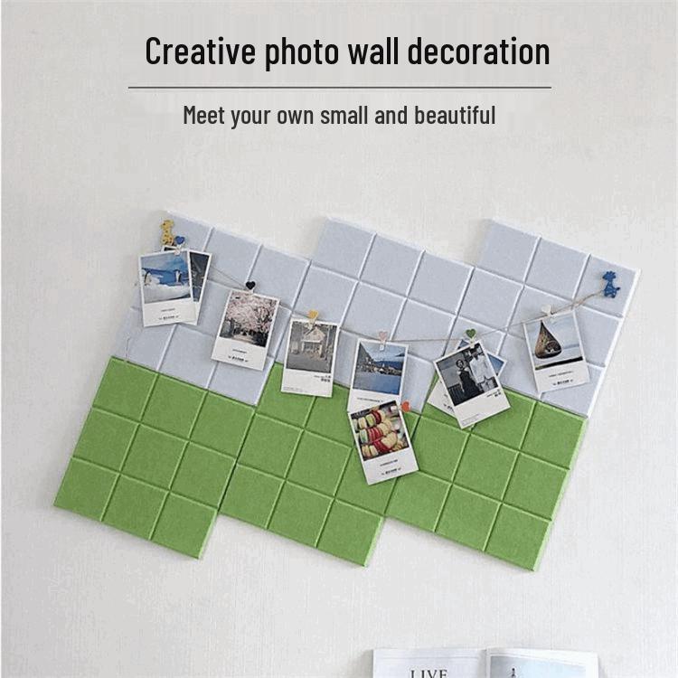 Colorful Felt 9-Grid Photo Wall Sticker: Self-Adhesive Message Board for Office