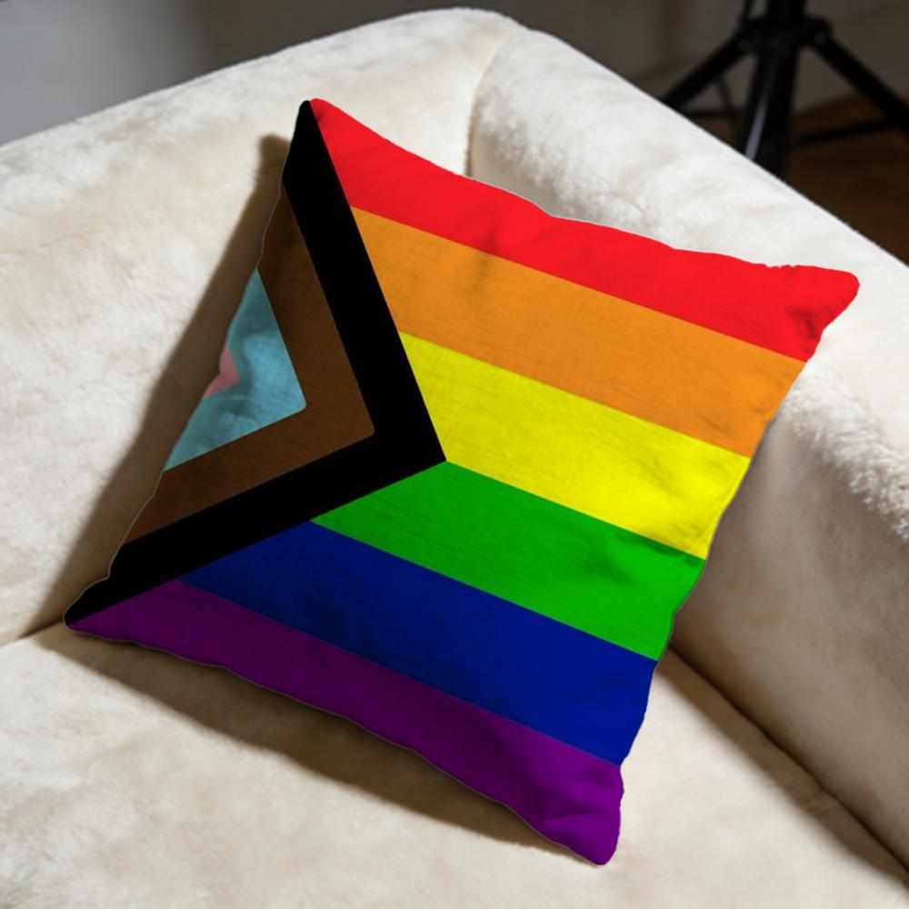 Homosexual Rainbow Flag Cushion Cover Soft Decorative Pillow Case Suitable for Bedroom Sofa Car Travel Use