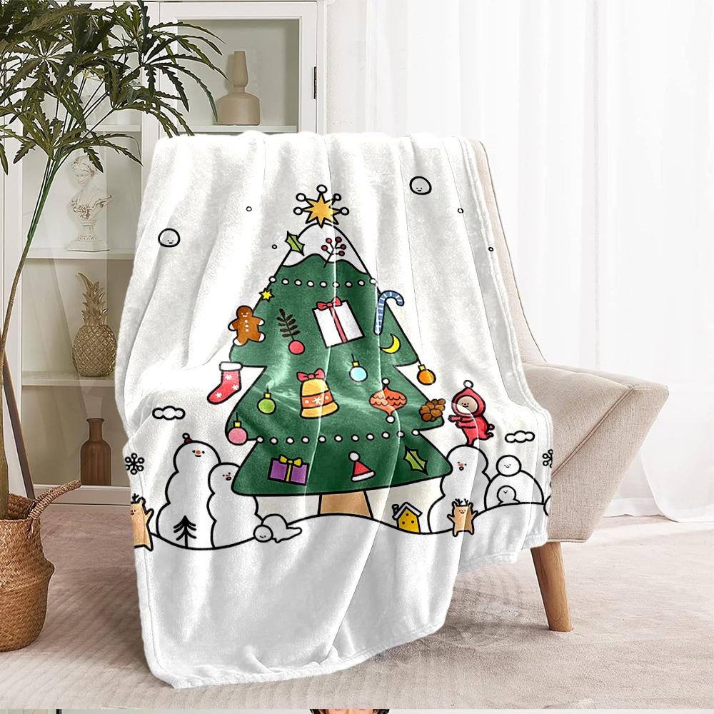Christmas tree Theme Printed Blanket - Perfect for Couch, Bed, Travel & Outdoor Use | Machine Washable, Cozy & Durable.