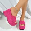 Plus Size Super High Heel Sandals and Slippers Women 2025 Summer New Suede Simple Platform Wedge Flip Slippers