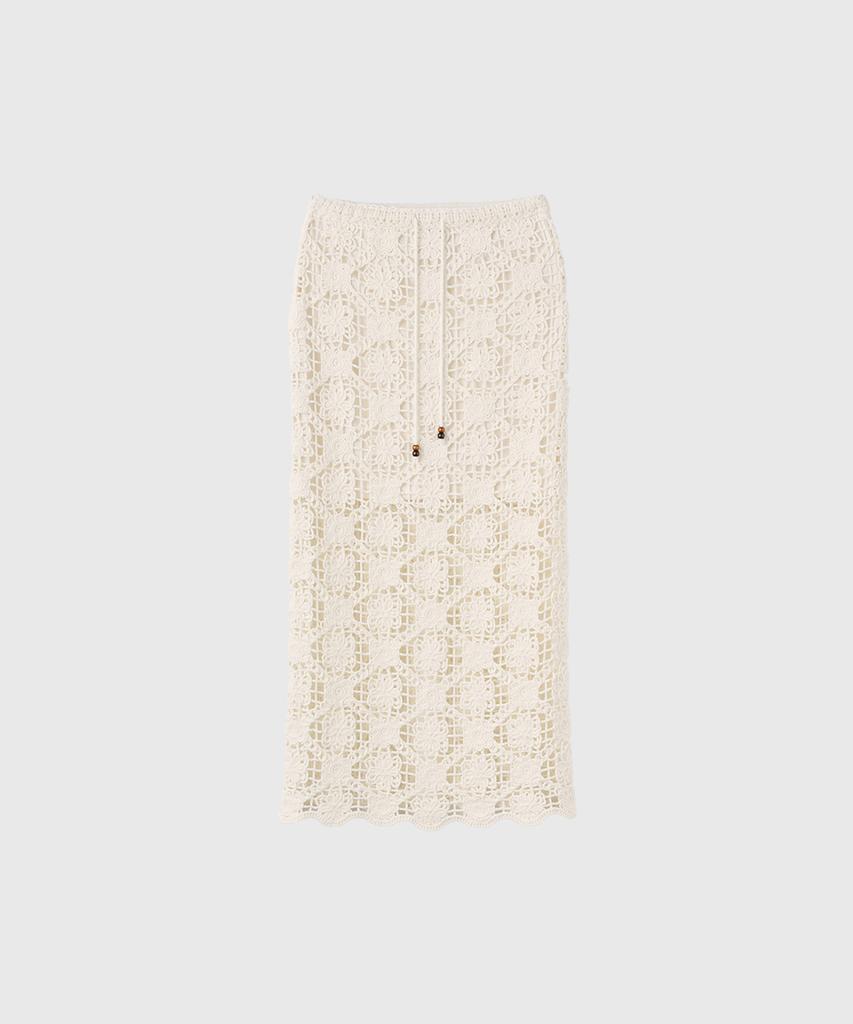 GENERALIDEA Gehäkelter Maxirock mit Blumenmuster [Creme] / Gf2Lsk519