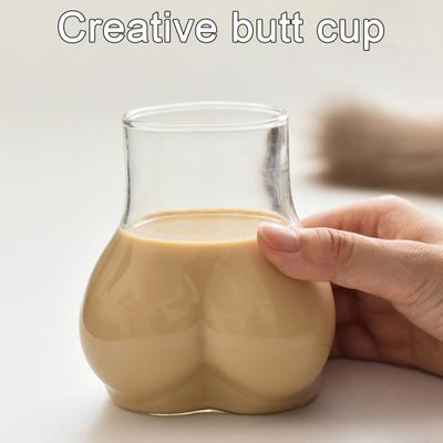 Popo Şeklinde Şarap Kadehi Kupa 450ml Cam Bardak Şeffaf Yenilikçi Komik Popo Bardakları Bar için Yaratıcı Vücut Şekilli Kokteyl Bardağı