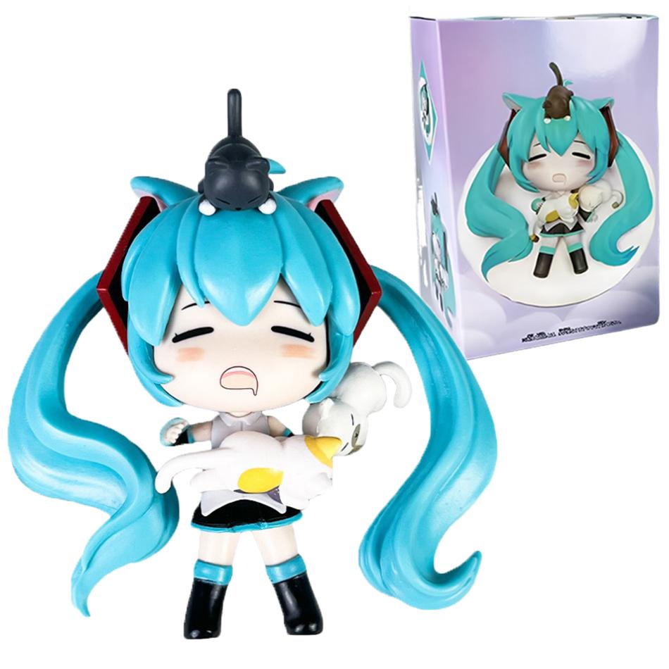Kleiner Teufel Hatsune Miku Schwarzes Kleid Chuyin Miku Kleeblatt Hatsune Miku Anime Mädchen Handgefertigtes PVC-Modell Niedliche Ornamente