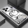 Metallic Gloss Sculpture Electroplat Silver Phone Case For iPhone 15 17 16 14 13 12 11 Pro Max Plus 16E 17Air 7 8 Xs Glass Cover