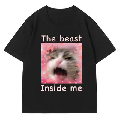 2025 Sommer Neu Das Biest in mir Meme Lustige Katze Geschenk T-Shirt Komfort Baumwolle T-Shirt Mode Gothic T-Shirts