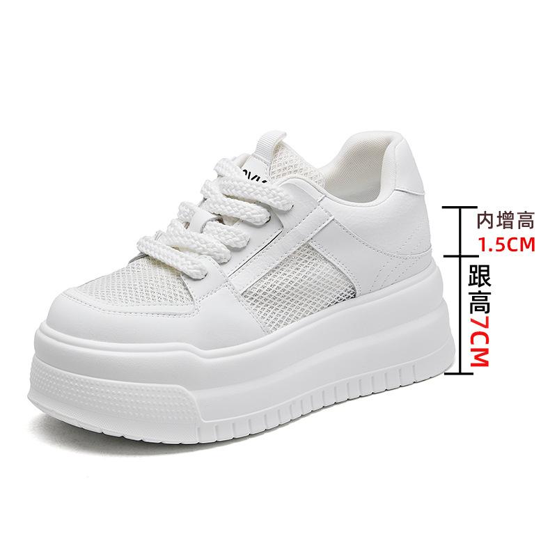

Explosive thick-soled white shoes women s spring and summer Hong Kong style heightened 2025 new versatile casual white shoes niche board shoes 34