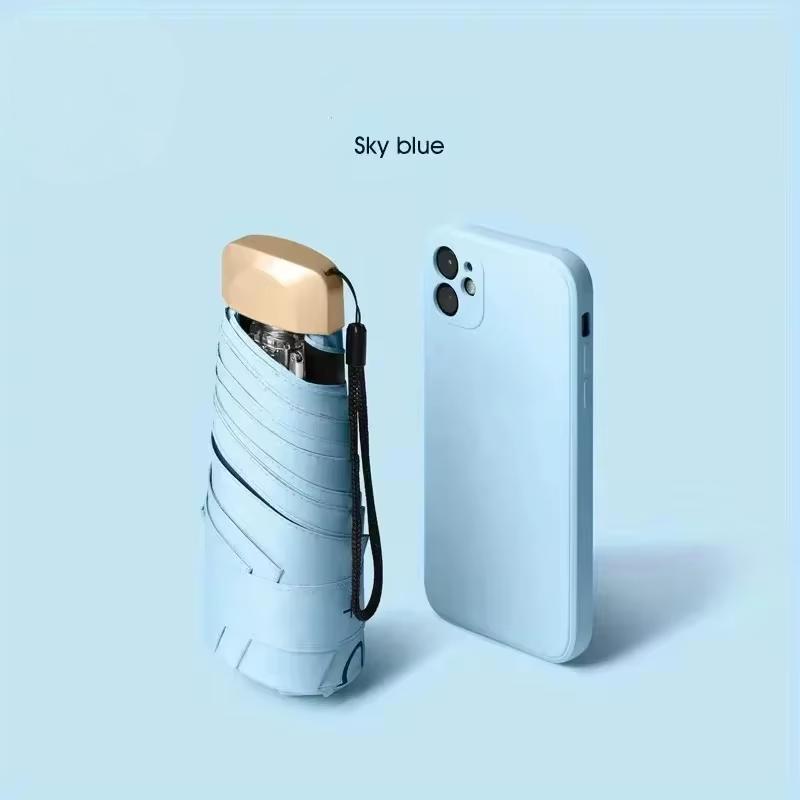 

Мини капсульный зонт Маленький карманный зонт от дождя Виниловый складной УФ-защита Ультралегкий зонт двойного назначения Новый синий