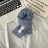 [Dai Green] Autumn and Winter Korean Ins Style Solid Color Simple Egg Cross Perforated Scarf Atmosphere Warm Blue Scarf