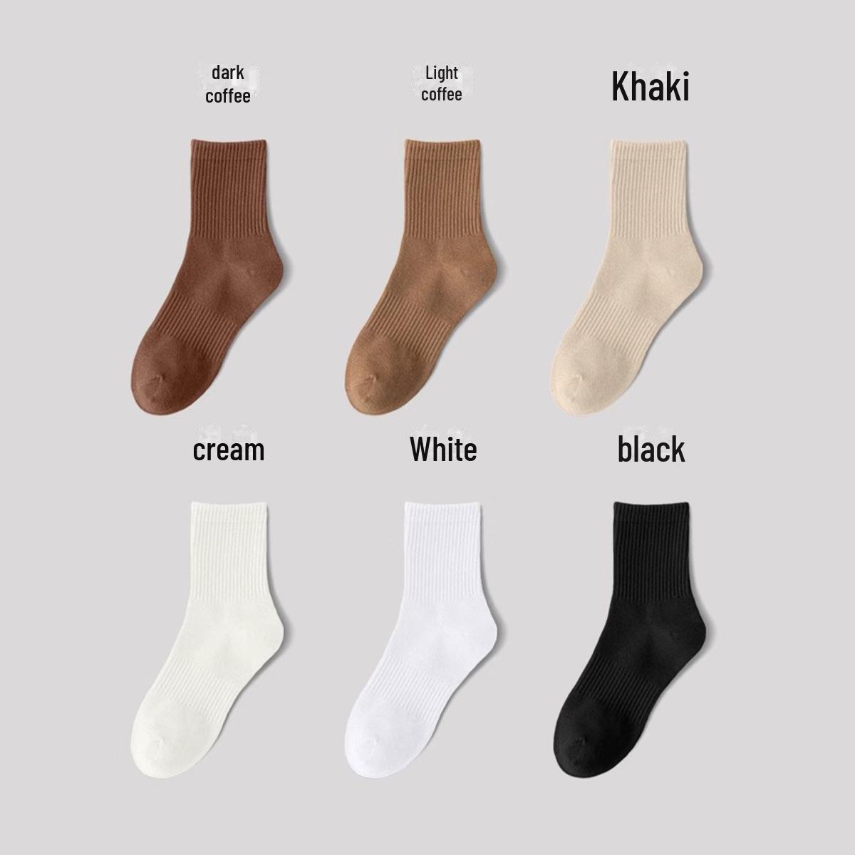 

Мужские хлопковые носки средней длины — однотонные, нескользящие, дышащие, впитывающие пот, повседневная одежда на осень/зиму. One Size темно-коричневого