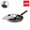 CELLO Antihaft 12 Mulden Appam Pfanne für fettarmes Kochen mit Deckel und Griff zur einfachen Verwendung