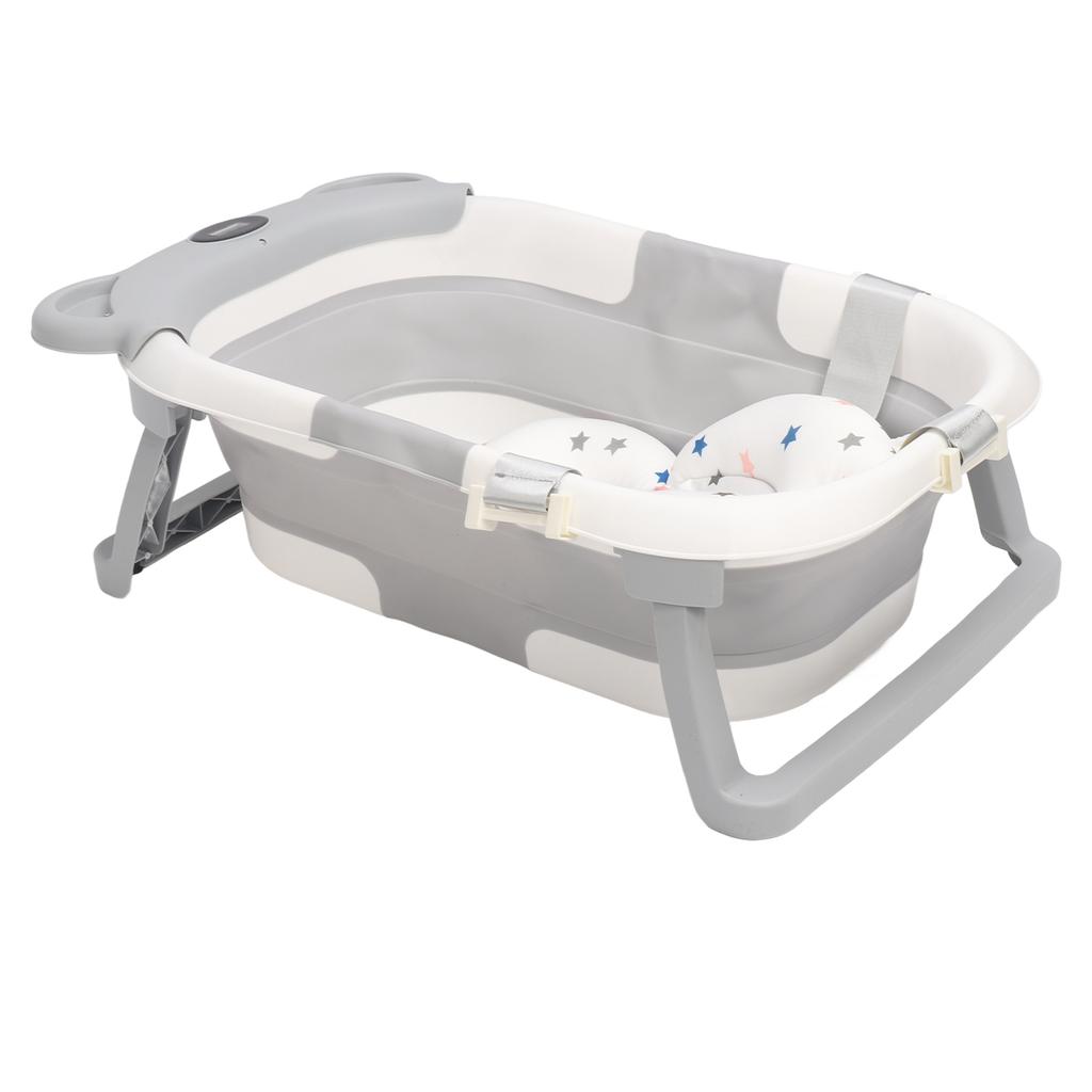 Collapsible Baby Bathtub Intelligent Real Time Temperature Sensing Double Folding Portable Travel