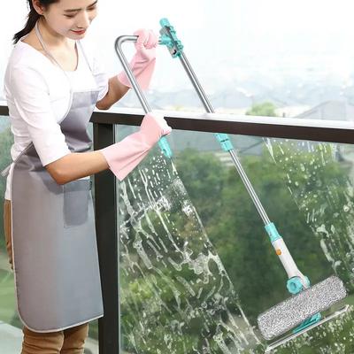 Extendable Window Glass Cleaning Household Tool High Building Retractable Pole Washing Dust Cleaner Brush Dry Wet Scraper Wiper