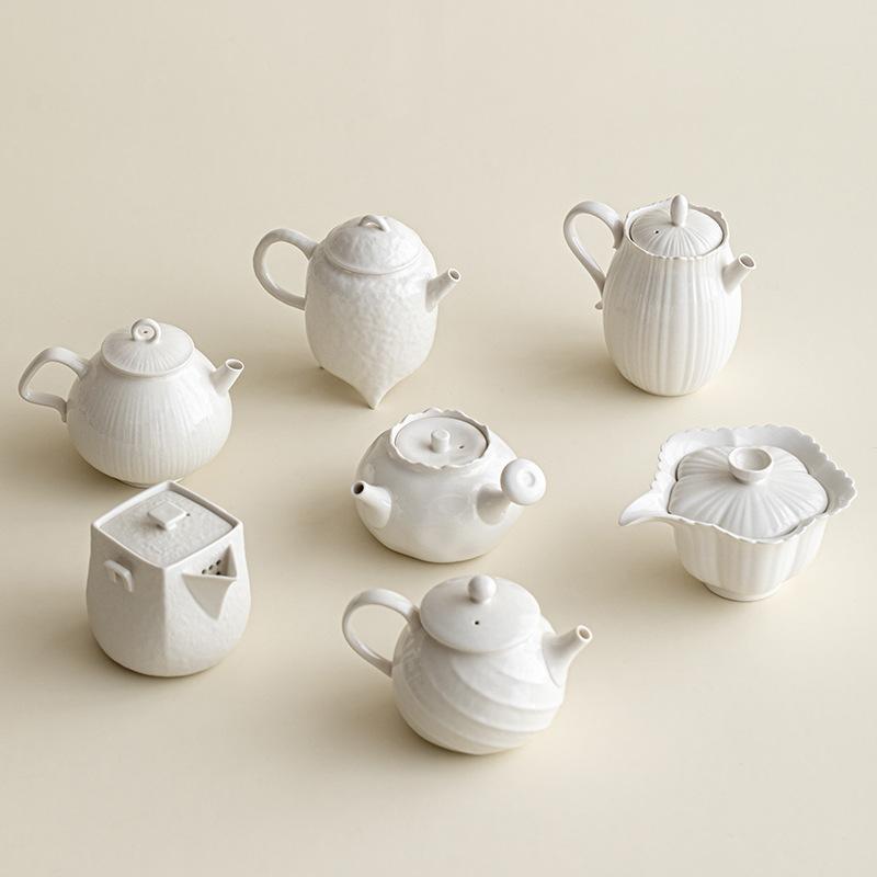 Ash Glaze Handmade Ceramic Teapot with Filter Simple Style Kung Fu Tea Set for Home Brewing Single Pot Chinese Tradition Gift