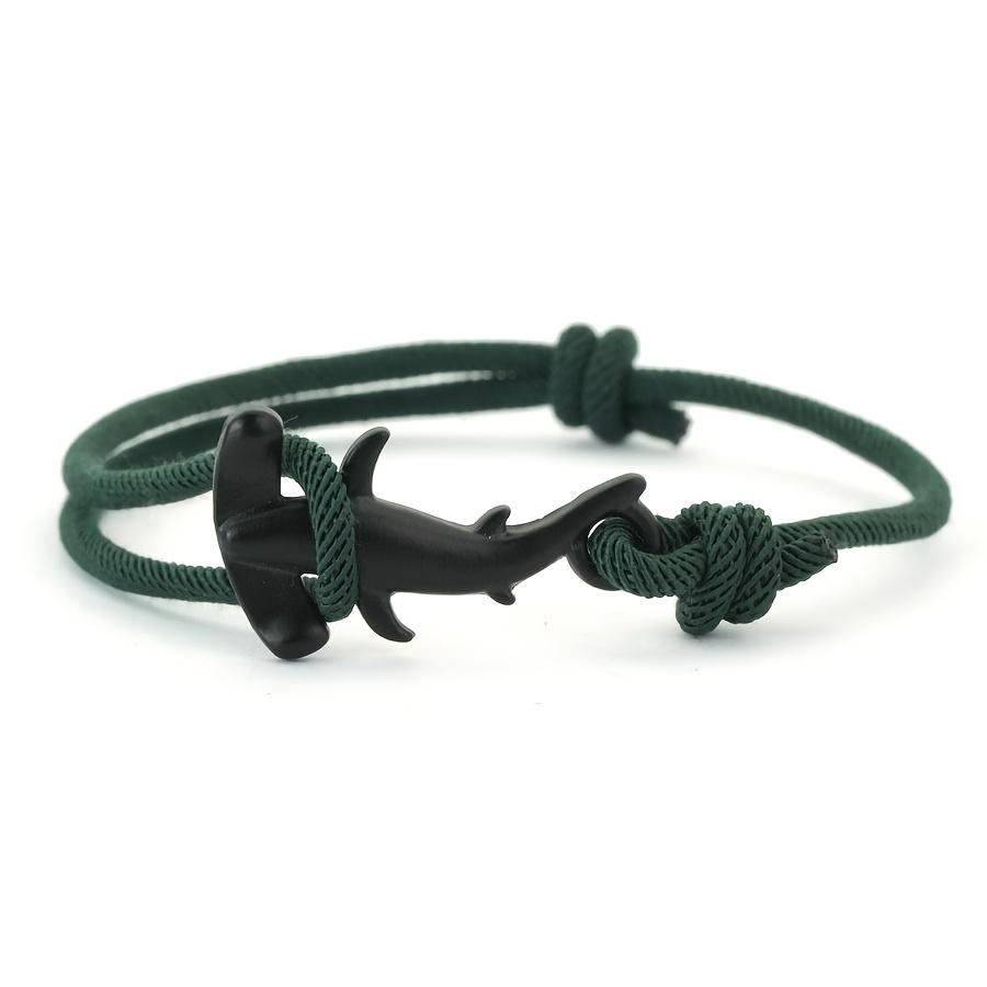Ocean Breeze Single-Layer Adjustable Flat-Head Shark Bracelet for Women and Men, Vacation Style
