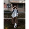 XBRO American Retro Pleated Summer Scimitar Loose Shorts Cargo Pants Cropped Pants Multi-pocket Men's and Women's Wide-leg Pants