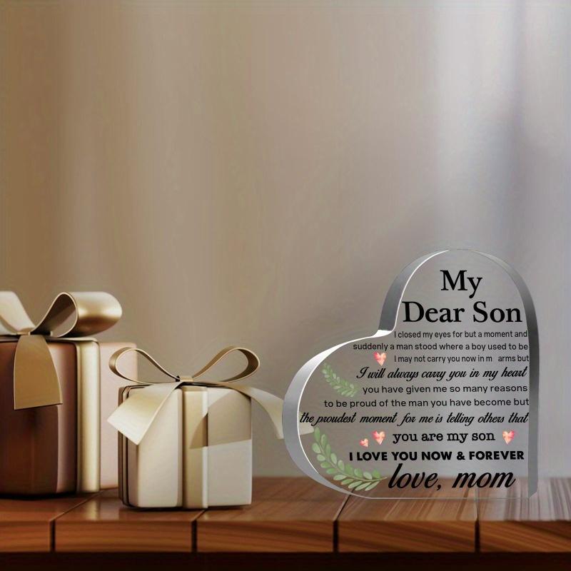 Mom’s gift to my son: Acrylic desk sign (home/office use) – a souvenir; I decorated his desk with it, eyes closed for a moment.