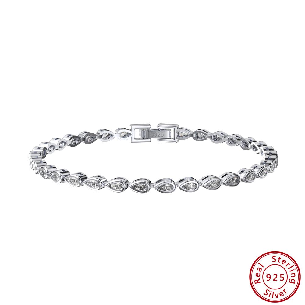 

Rinntin Shiny Tennis Bracelet 925 Silver Pear Cut 2*4mm CZ Bazel Setting Luxury Wedding Chain Bracelet Jewelry SB154 16.5cm серебряный
