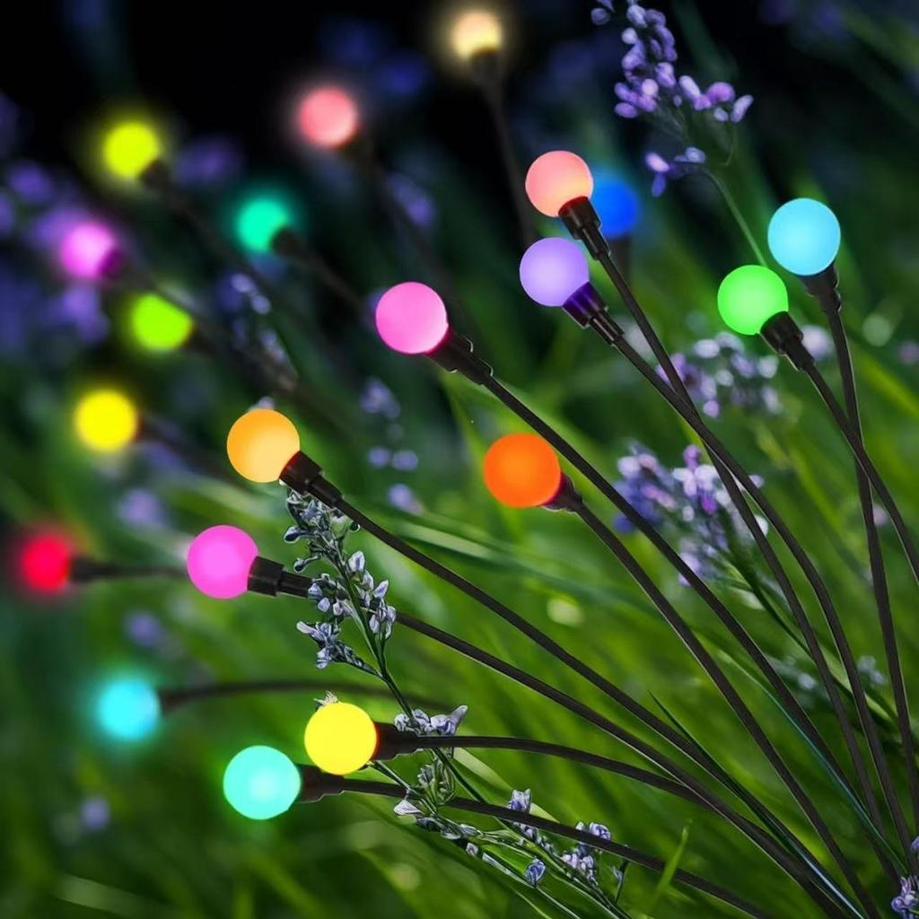 6/8/10 Pcs Solar Powered LED Firefly Garden Lawn Lights Waterproof Outdoor Decoration for Patio Festival Party Ground Plug Lamp