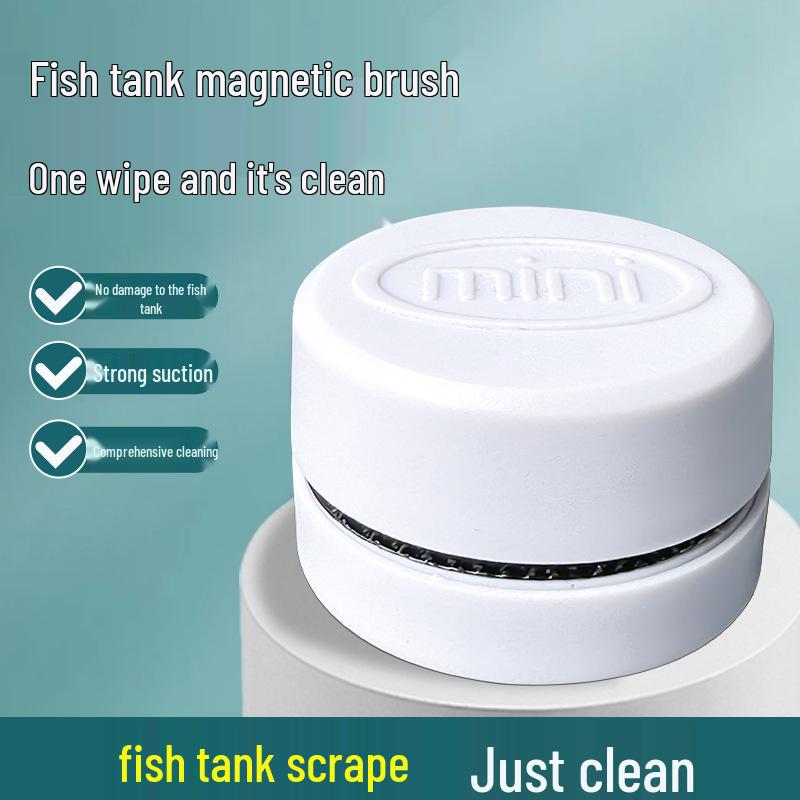Compact Magnetic Fish Tank Algae Remover Brush - Super Strong Suction for Glass Cleaning