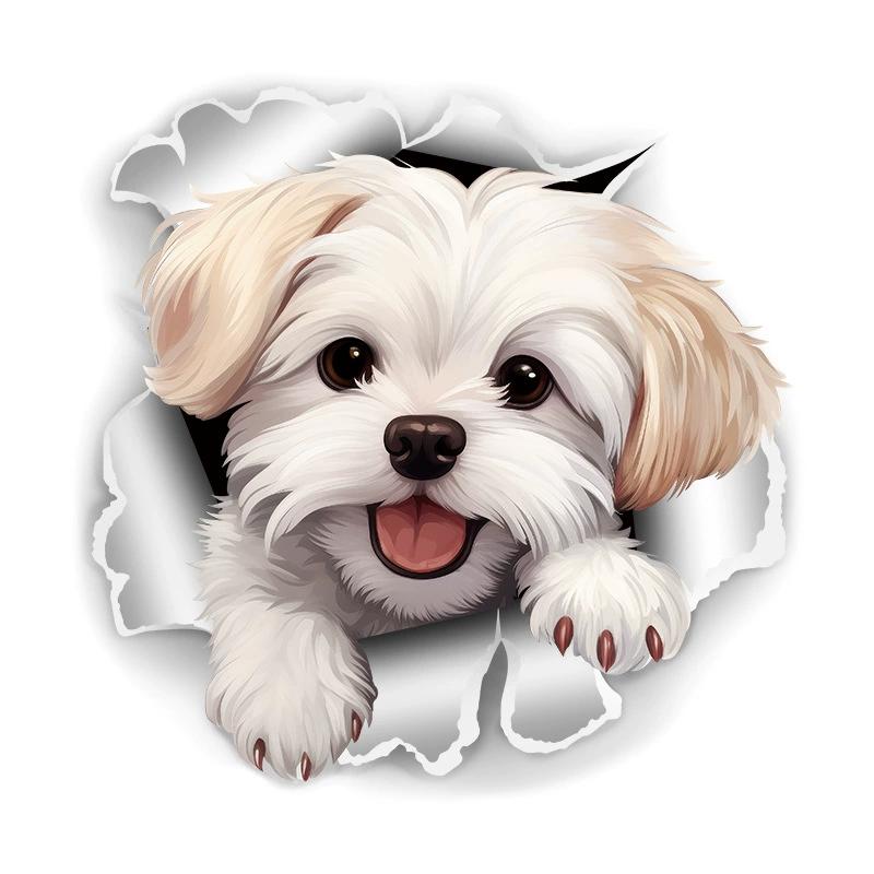 Cute Broken Hole Puppy Toilet Cover Sticker Creative Self-adhesive PVC Decal for The Bathroom Animal Dog Removable Home Decor