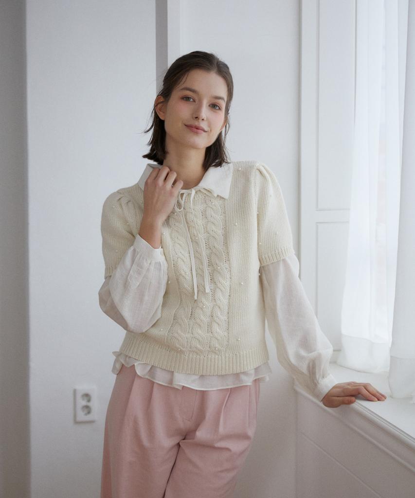 WIOE Pearl Half Knit_Ivory