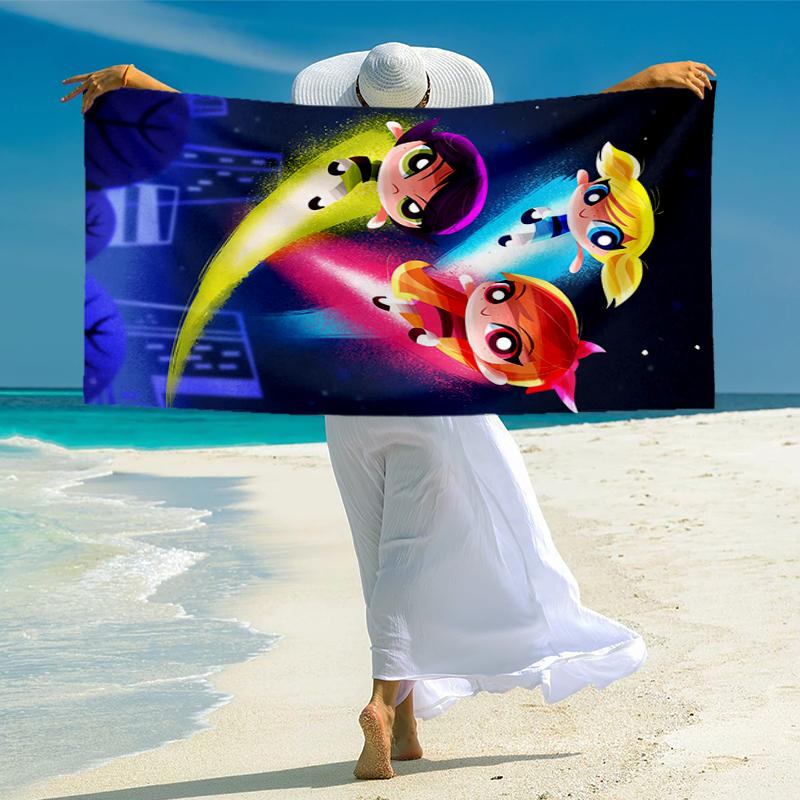 Powerpuff Fashion Beach Towel: Ideal for Summer Adventures Soft, absorbent and quick drying suitable for swimming and bathing