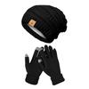 2PCS/Set Soft Knitted Hat Warm Winter Warm Mitten Gift Women Hats Gloves Set  Outdoor