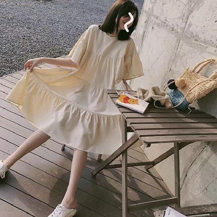 Korean Style Summer Maternity Dress Set - Long, Plus Size & Trendy for Hot Moms