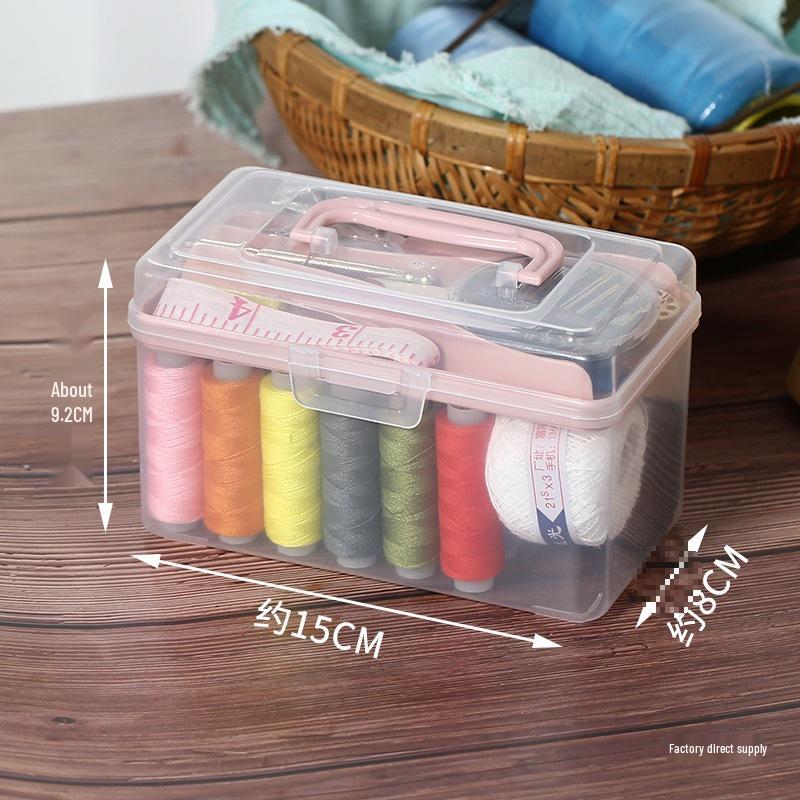 Portable Multicolor Needle & Thread Kit: Multifunctional Storage Box for Household Mending.