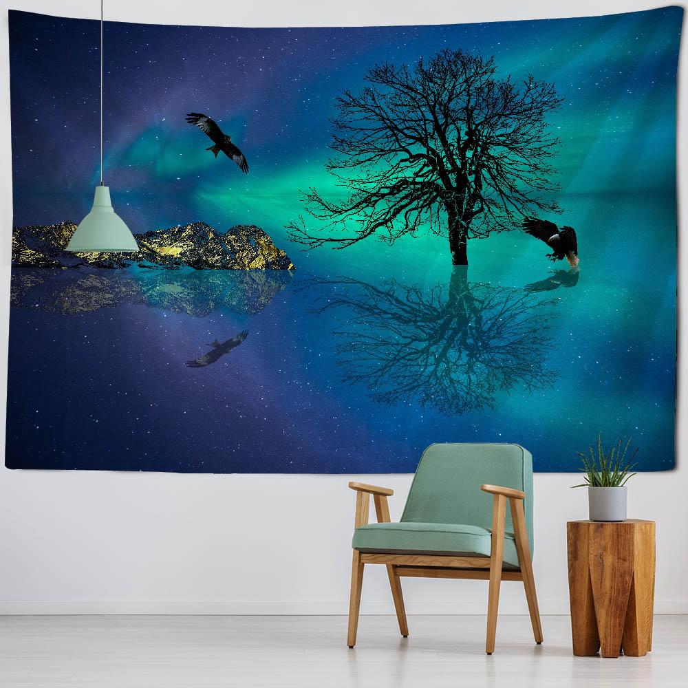 Fantasy Landscape Tapestry, Starry Home Wall Decoration, Polyester Thin Hanging Cloth, Bohemian Hippie Room Aesthetic Decoration