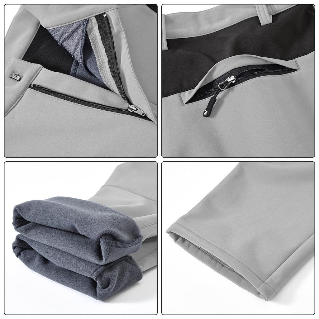 Gopuune Hiking and Perfect for Outdoor and Light Size Men's Fleece-Lined Pants, Windproof, Water-Repellent, Activities, Climbing, Work, Fishing, More.