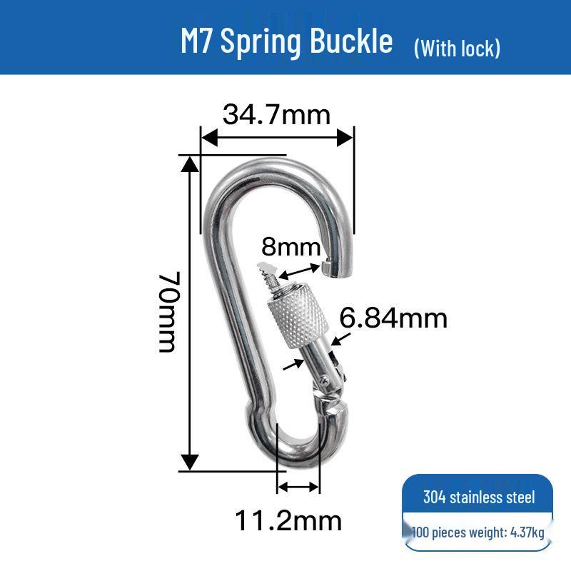 304 Edelstahl Karabinerhaken mit Schloss & Buchse für Schlüsselanhänger/Hundeleine
