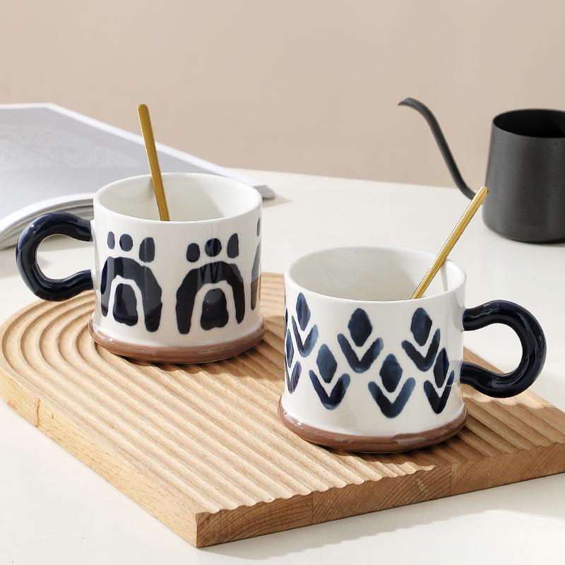 Japanese Hand-Painted Ceramic Mug Home Office Coffee Cup Milk Cup Large Capacity Breakfast Cup Oat Cup