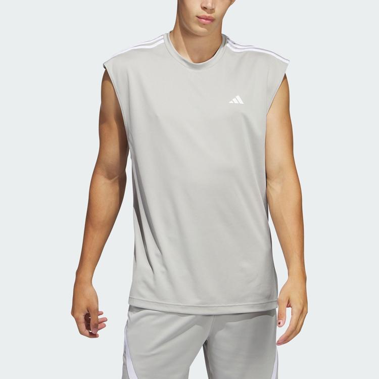 Adidas Débardeur sans manches All-World pour homme, gris métallisé IC2467