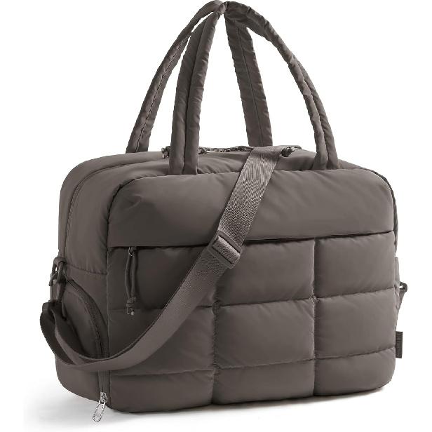 BAGSMART Gym Bag for Women, Carry on Travel Duffel Bag, Water-resistant Weekender with Shoe Compartment for Gym Travel Work, Chocolate, Medium