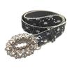 Beaded Trim Fabric Waist Belt Adult Fashion Rhinestones Buckle Waistband Dress Belt 2000s Girl Pants Belt Waist Decors