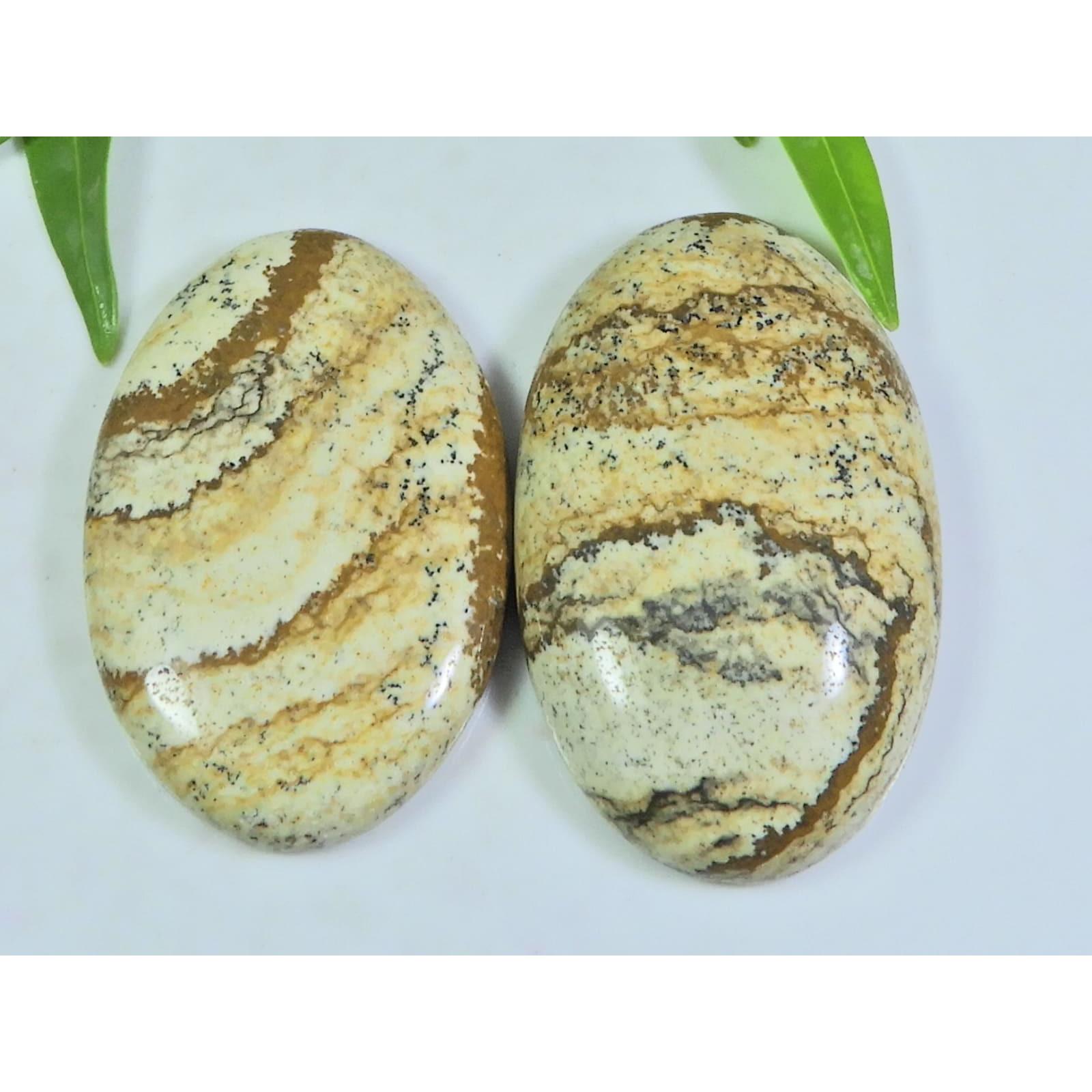 

113Cts. 2 шт. Натуральный пейзажный яшма овальный кабошон драгоценный камень 25X38-25X40 мм A-92