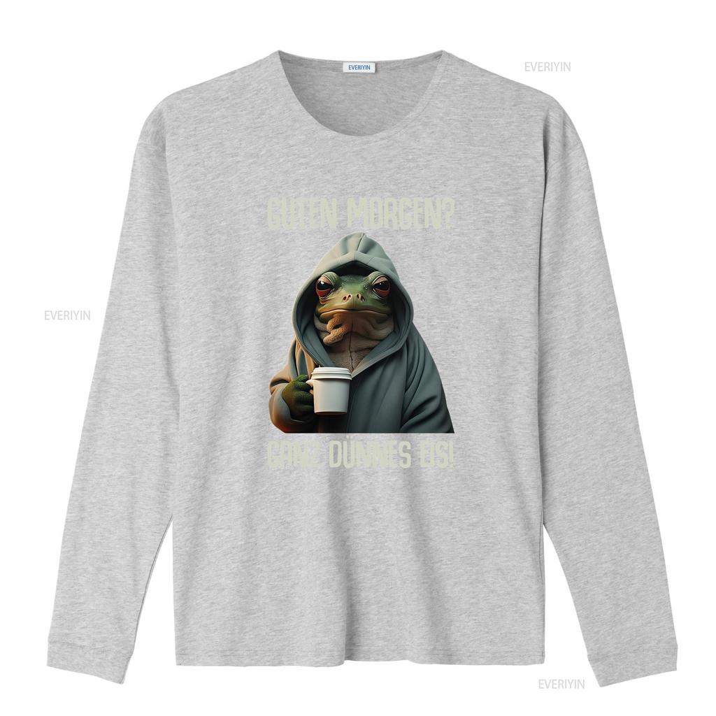 Good Morning Guten Morgen Funny Frog Coffee Quote T Shirt Premium With Look Design vintage Washed Stretched Casual homme