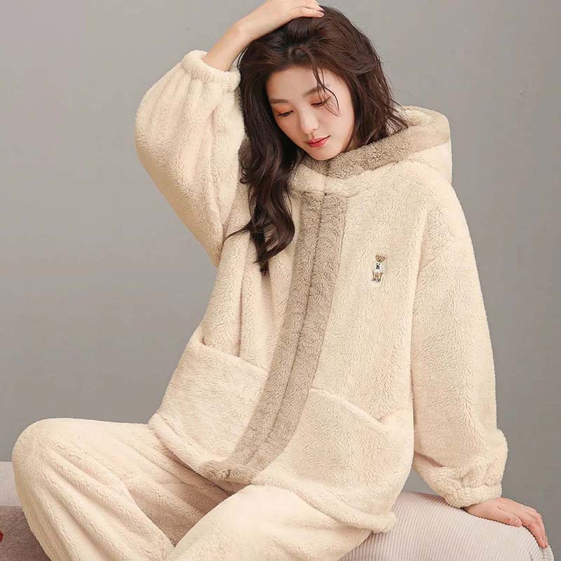 Women Suits Sets Large Size Hooded Pullover Pants Winter Thickened Sweater Top Longs Pants Two-piece Oversize 2PC Suit