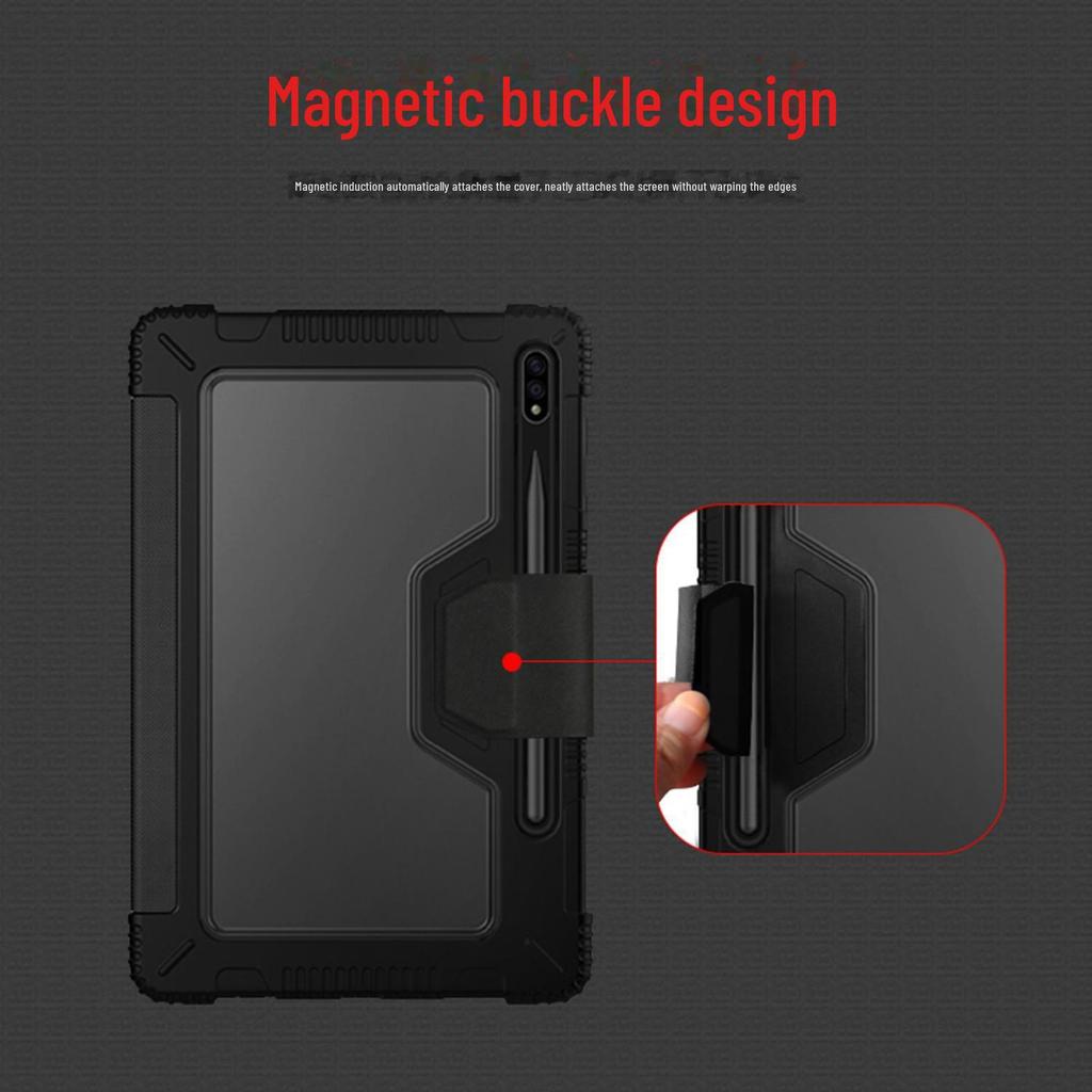 Beskyttelsesetui i skinn med magnetisk feste for Samsung Galaxy Tab S7/S8 Plus 12,4" nettbrett