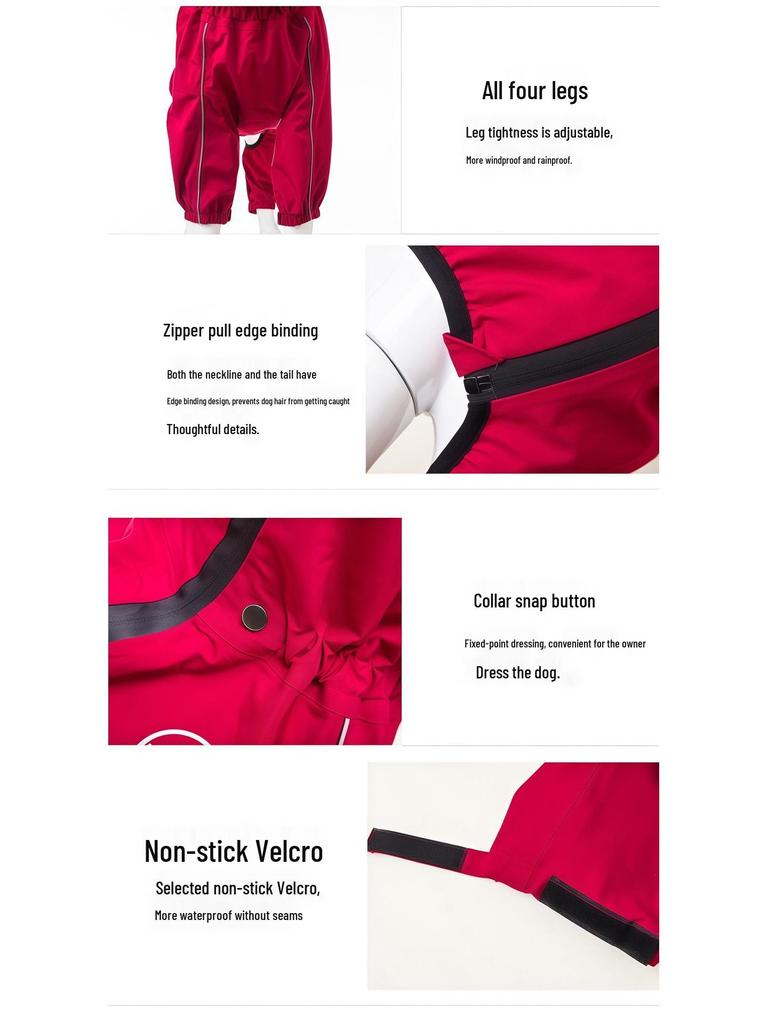 Adjustable Full Coverage Raincoat for Medium to Large Dogs: Golden Retriever, Labrador, German Shepherd - Sealed Seam, Four-Leg Design