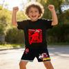 Boys' Summer Cartoon Spider-Man Short-Sleeve T-Shirt and Shorts Two-Piece Casual Sports Outfit
