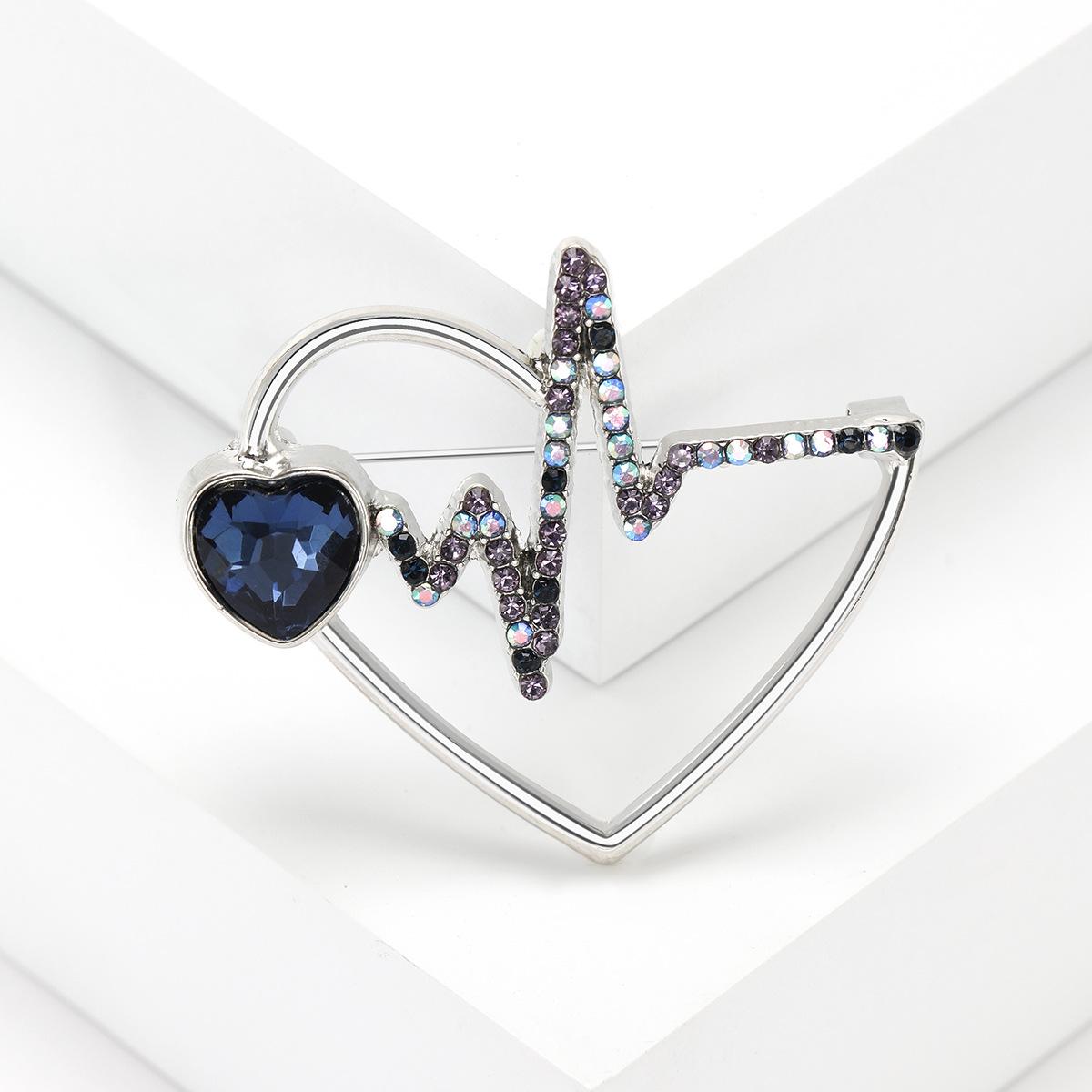 

Простой высококачественный Sense Rhinestone Love Электрокардиограмма Брошь Модный костюм с ювелирным корсажем